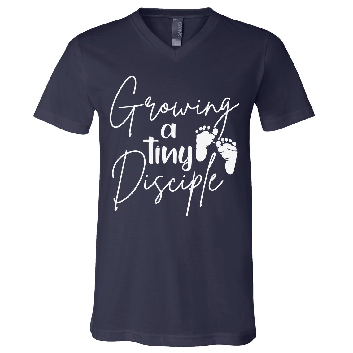 Growing A Tiny Disciple Christian Mom Pregnancy V-Neck T-Shirt