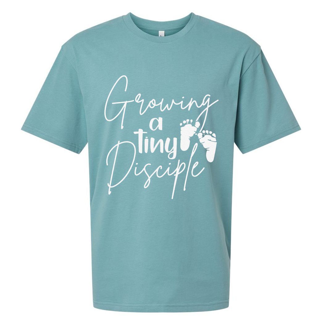Growing A Tiny Disciple Christian Mom Pregnancy Sueded Cloud Jersey T-Shirt