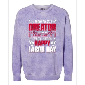 Great Asset To Every Nation Happy Labor Day Gift Colorblast Crewneck Sweatshirt