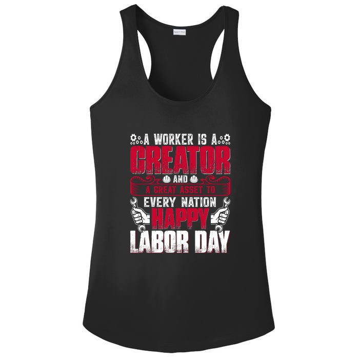 Great Asset To Every Nation Happy Labor Day Gift Ladies PosiCharge Competitor Racerback Tank