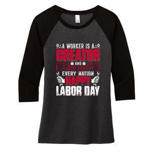 Great Asset To Every Nation Happy Labor Day Gift Women's Tri-Blend 3/4-Sleeve Raglan Shirt