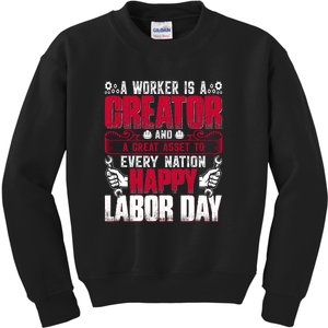 Great Asset To Every Nation Happy Labor Day Gift Kids Sweatshirt