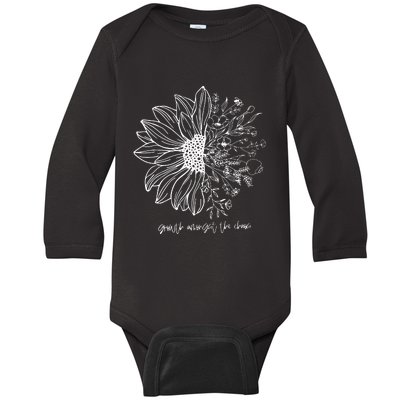 Growth Amongst The Chaos Floral Chronic Illness Baby Long Sleeve Bodysuit