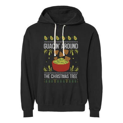 Guacin Around The Christmas Tree Avocado Ugly Christmas Gift Garment-Dyed Fleece Hoodie