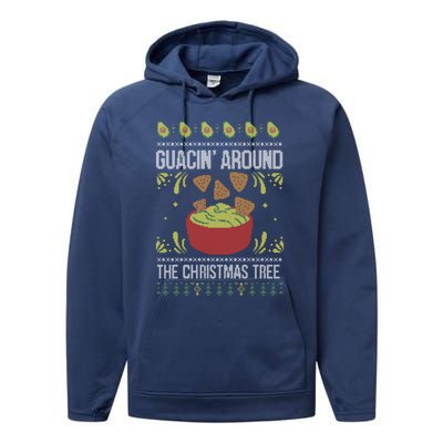 Guacin Around The Christmas Tree Avocado Ugly Christmas Gift Performance Fleece Hoodie