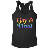 Gay And Tired Lgbtqia Retro Aesthetic Lesbian Pride Flag Ladies PosiCharge Competitor Racerback Tank