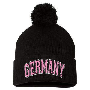 Germany Arched Text Pom Pom 12in Knit Beanie