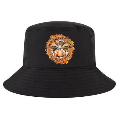 Give A Thanks With Grateful Heart Thanksgiving Thankful Turkey Cool Comfort Performance Bucket Hat