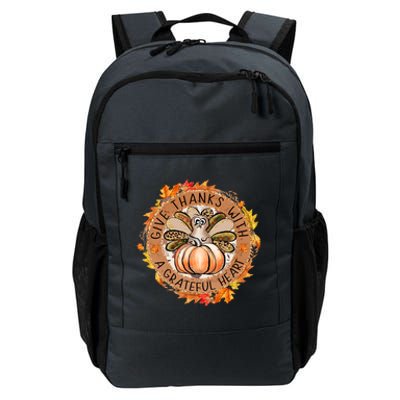 Give A Thanks With Grateful Heart Thanksgiving Thankful Turkey Daily Commute Backpack