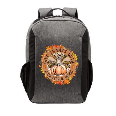 Give A Thanks With Grateful Heart Thanksgiving Thankful Turkey Vector Backpack