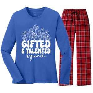 Gifted And Talented Squad Teaching School Appreciation Funny Gift Women's Long Sleeve Flannel Pajama Set 