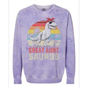 Great Auntsaurus T Rex Dinosaur Great Aunt Saurus Family Colorblast Crewneck Sweatshirt