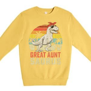 Great Auntsaurus T Rex Dinosaur Great Aunt Saurus Family Premium Crewneck Sweatshirt