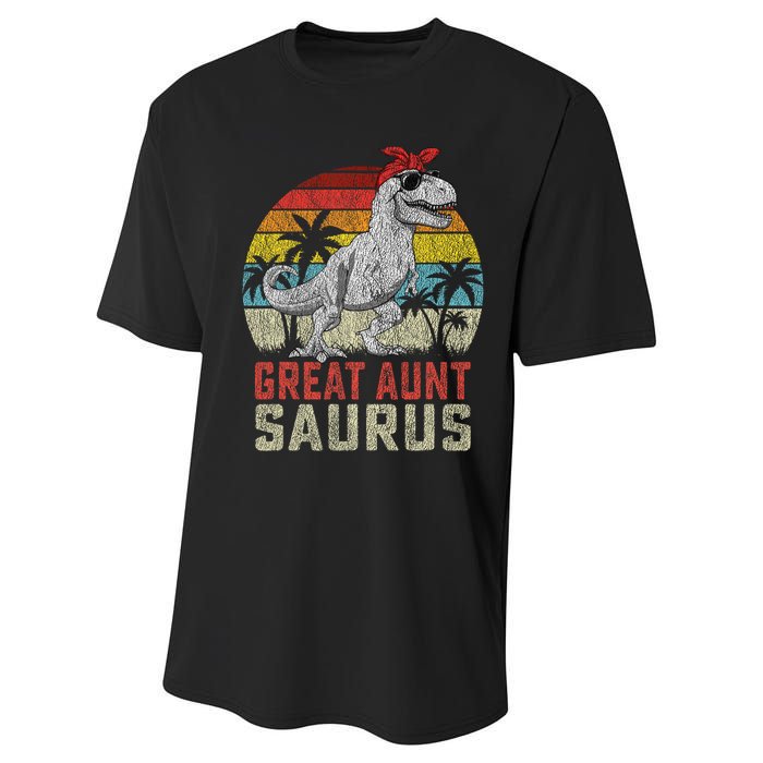 Great Auntsaurus T Rex Dinosaur Great Aunt Saurus Family Performance Sprint T-Shirt