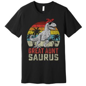 Great Auntsaurus T Rex Dinosaur Great Aunt Saurus Family Premium T-Shirt