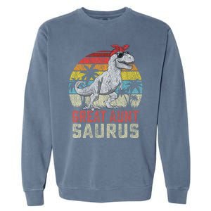 Great Auntsaurus T Rex Dinosaur Great Aunt Saurus Family Garment-Dyed Sweatshirt