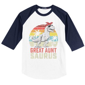 Great Auntsaurus T Rex Dinosaur Great Aunt Saurus Family Baseball Sleeve Shirt