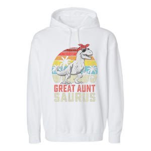 Great Auntsaurus T Rex Dinosaur Great Aunt Saurus Family Garment-Dyed Fleece Hoodie