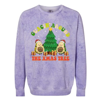 Guacin' Around The Xmas Tree Christmas Santa Avocado Vegan  Colorblast Crewneck Sweatshirt