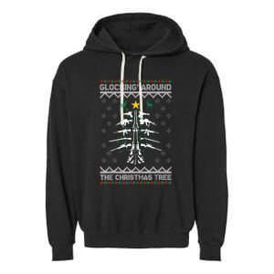 Glocking Around The Christmas Tree Ugly Christmas Sweater Garment-Dyed Fleece Hoodie