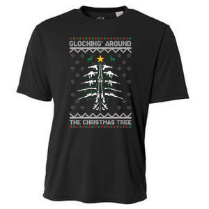 Glocking Around The Christmas Tree Ugly Christmas Sweater Cooling Performance Crew T-Shirt