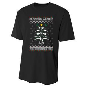 Glocking Around The Christmas Tree Ugly Christmas Sweater Performance Sprint T-Shirt