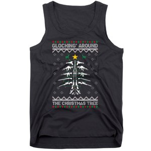 Glocking Around The Christmas Tree Ugly Christmas Sweater Tank Top