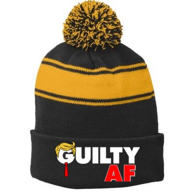 Guilty Af Trump Stripe Pom Pom Beanie