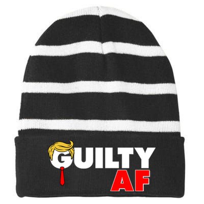 Guilty Af Trump Striped Beanie with Solid Band