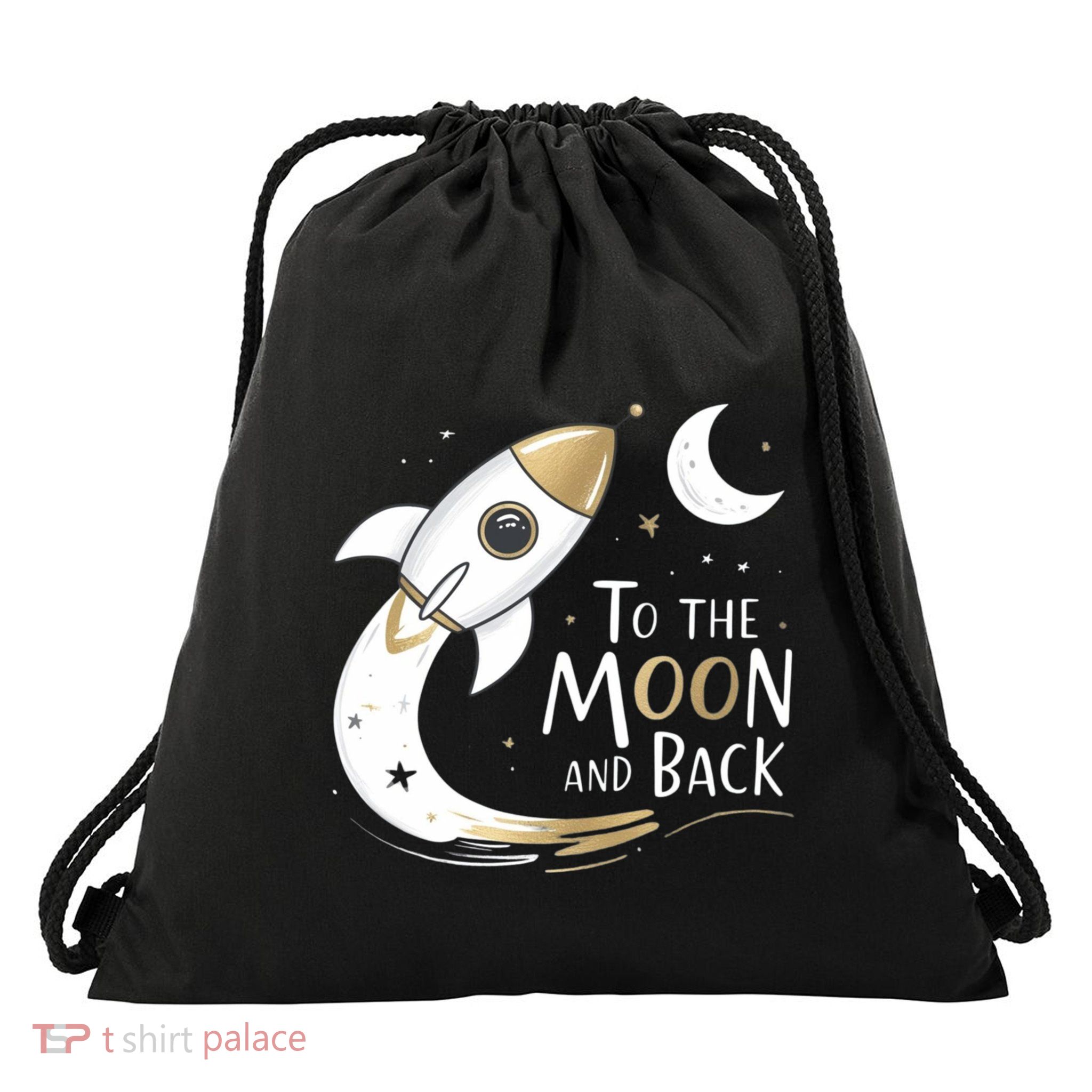 Galaxy Astronomy To The Moon And Back Rocket Top Gift Drawstring Bag
