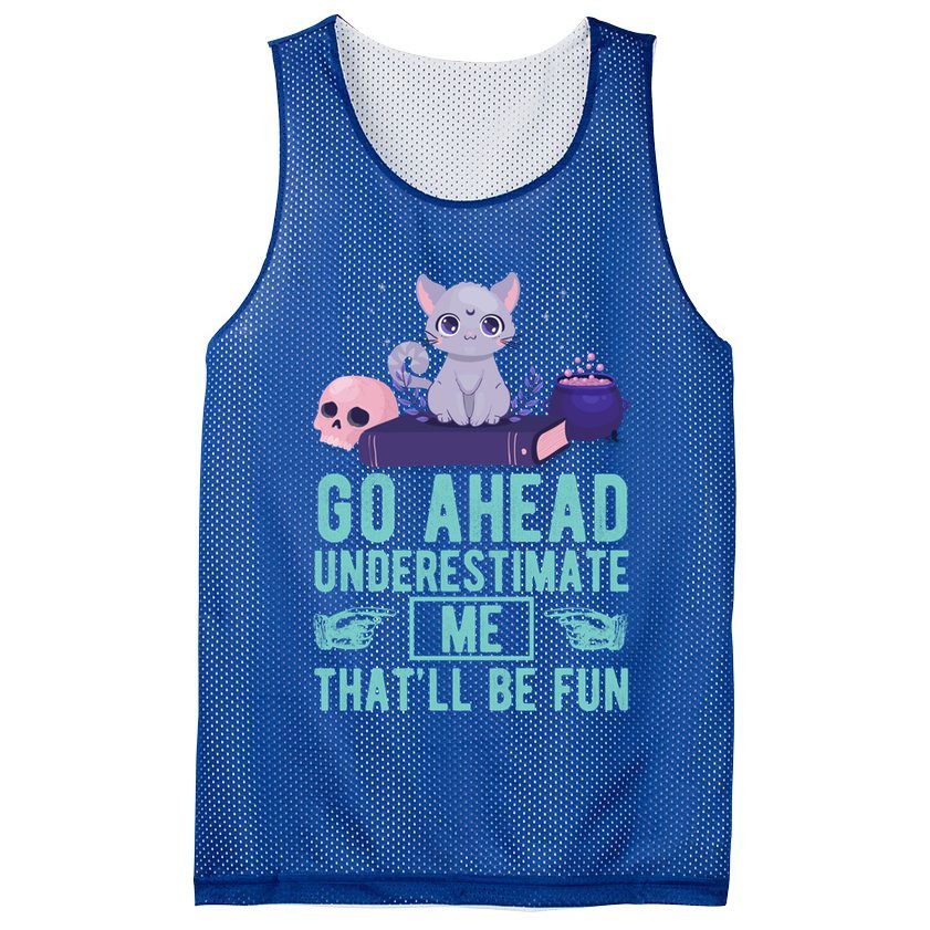 Go Ahead Underestimate Me That'll Be Fun Witch Cat Lover Meaningful Gift Mesh Reversible Basketball Jersey Tank