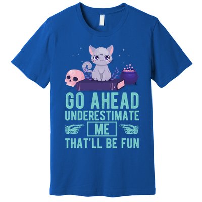 Go Ahead Underestimate Me That'll Be Fun Witch Cat Lover Meaningful Gift Premium T-Shirt