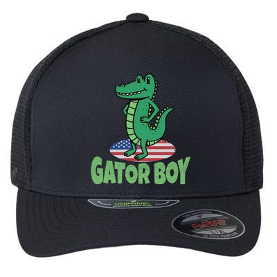 Gator American Usa Flag Alligator Crocodile Funny Gift Flexfit Unipanel Trucker Cap