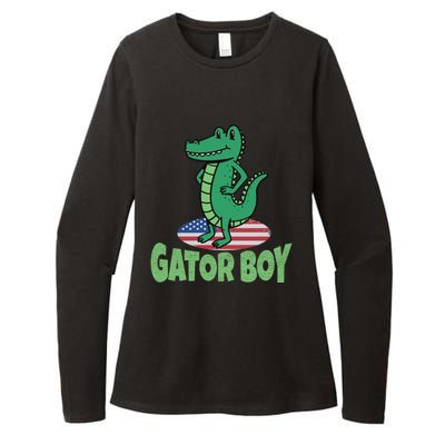 Gator American Usa Flag Alligator Crocodile Funny Gift Womens CVC Long Sleeve Shirt