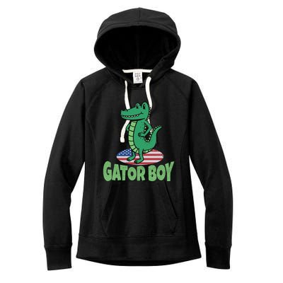 Gator American Usa Flag Alligator Crocodile Funny Gift Women's Fleece Hoodie