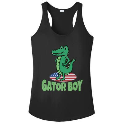 Gator American Usa Flag Alligator Crocodile Funny Gift Ladies PosiCharge Competitor Racerback Tank