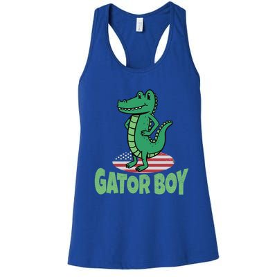 Gator American Usa Flag Alligator Crocodile Funny Gift Women's Racerback Tank