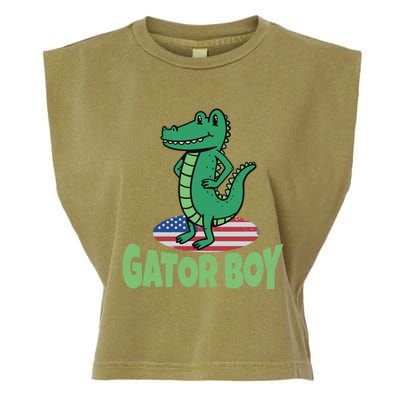 Gator American Usa Flag Alligator Crocodile Funny Gift Garment-Dyed Women's Muscle Tee