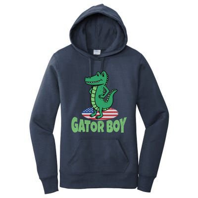 Gator American Usa Flag Alligator Crocodile Funny Gift Women's Pullover Hoodie