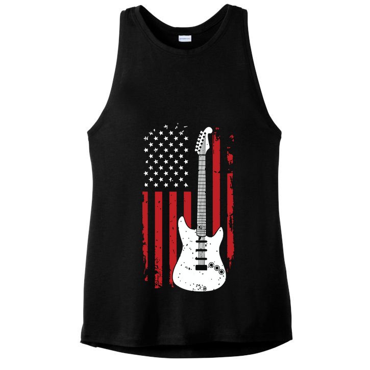 Guitar American US Flag Music Player Electric Guitarist Gift Ladies PosiCharge Tri-Blend Wicking Tank