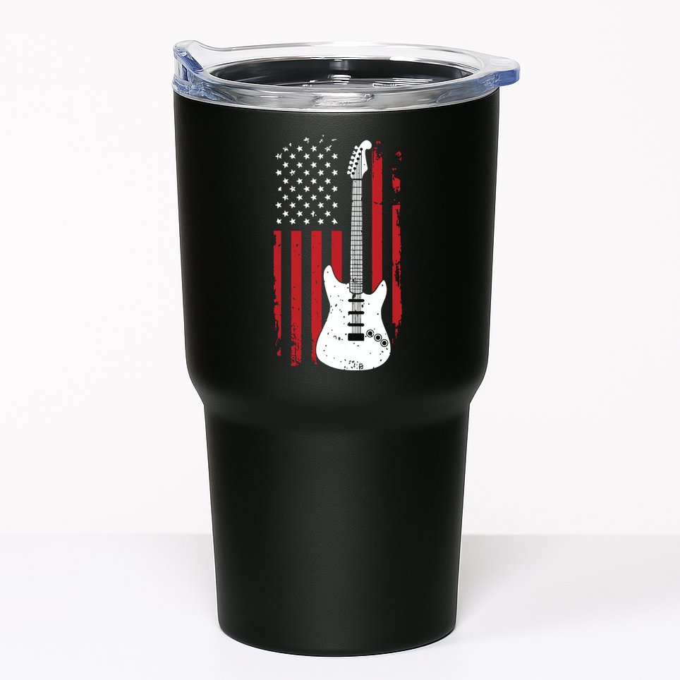 Guitar American US Flag Music Player Electric Guitarist Gift Tumbler