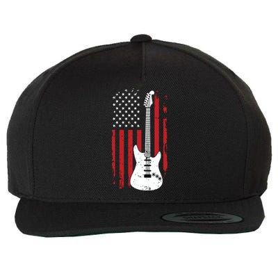Guitar American US Flag Music Player Electric Guitarist Gift Wool Snapback Cap