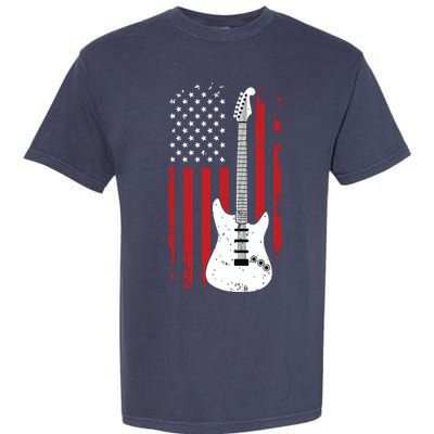 Guitar American US Flag Music Player Electric Guitarist Gift Garment-Dyed Heavyweight T-Shirt