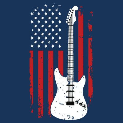 Guitar American US Flag Music Player Electric Guitarist Gift T-Shirt