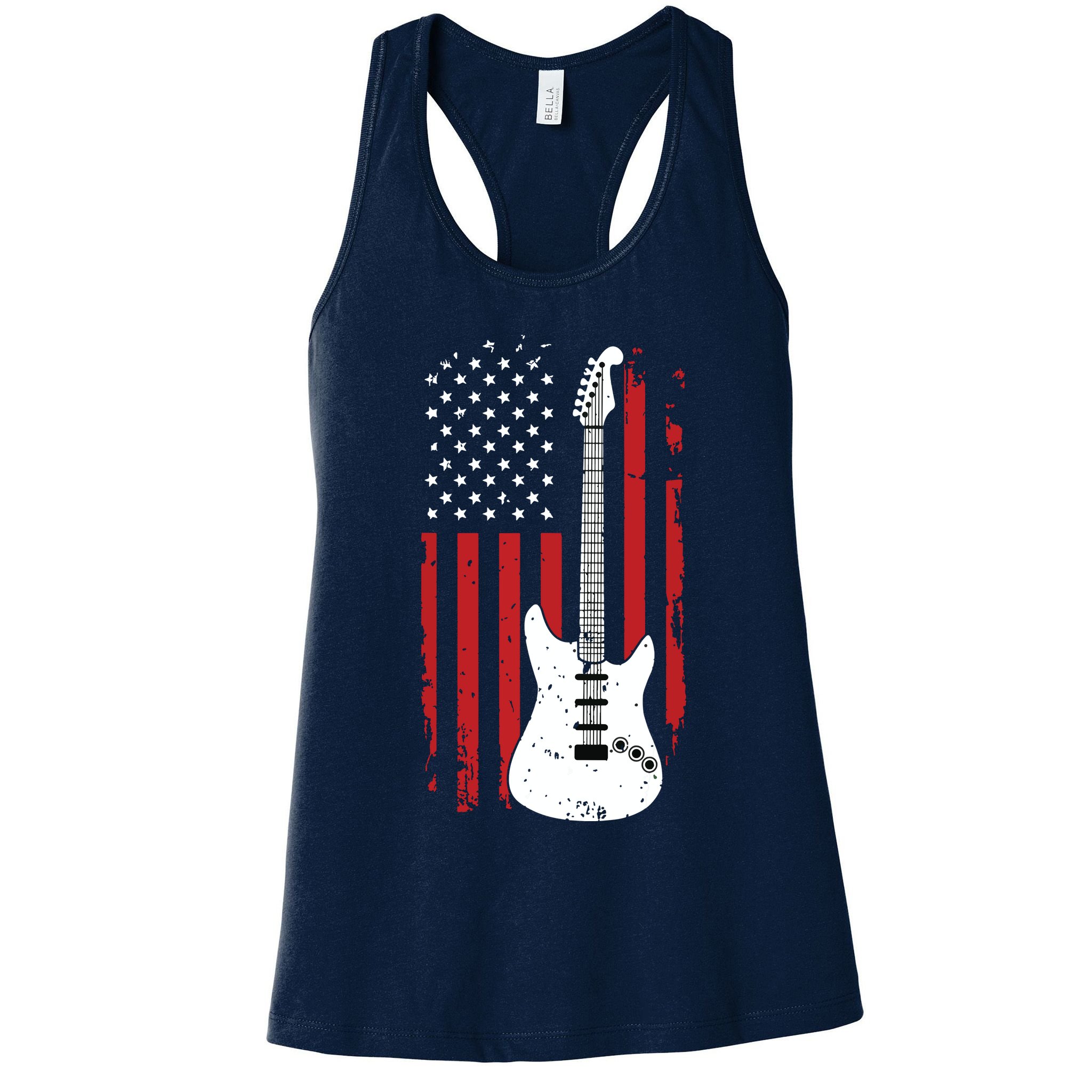 Guitar American US Flag Music Player Electric Guitarist Gift Womens Tank Top