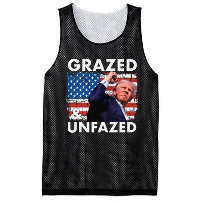 Grazed And Unfazed Trump 2024 Supporter American Flag Mesh Reversible Basketball Jersey Tank