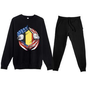 Germany And United States Flag Premium Crewneck Sweatsuit Set