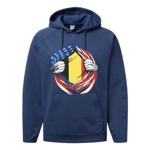 Germany And United States Flag Performance Fleece Hoodie