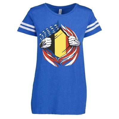 Germany And United States Flag Enza Ladies Jersey Football T-Shirt