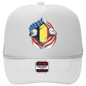 Germany And United States Flag High Crown Mesh Back Trucker Hat